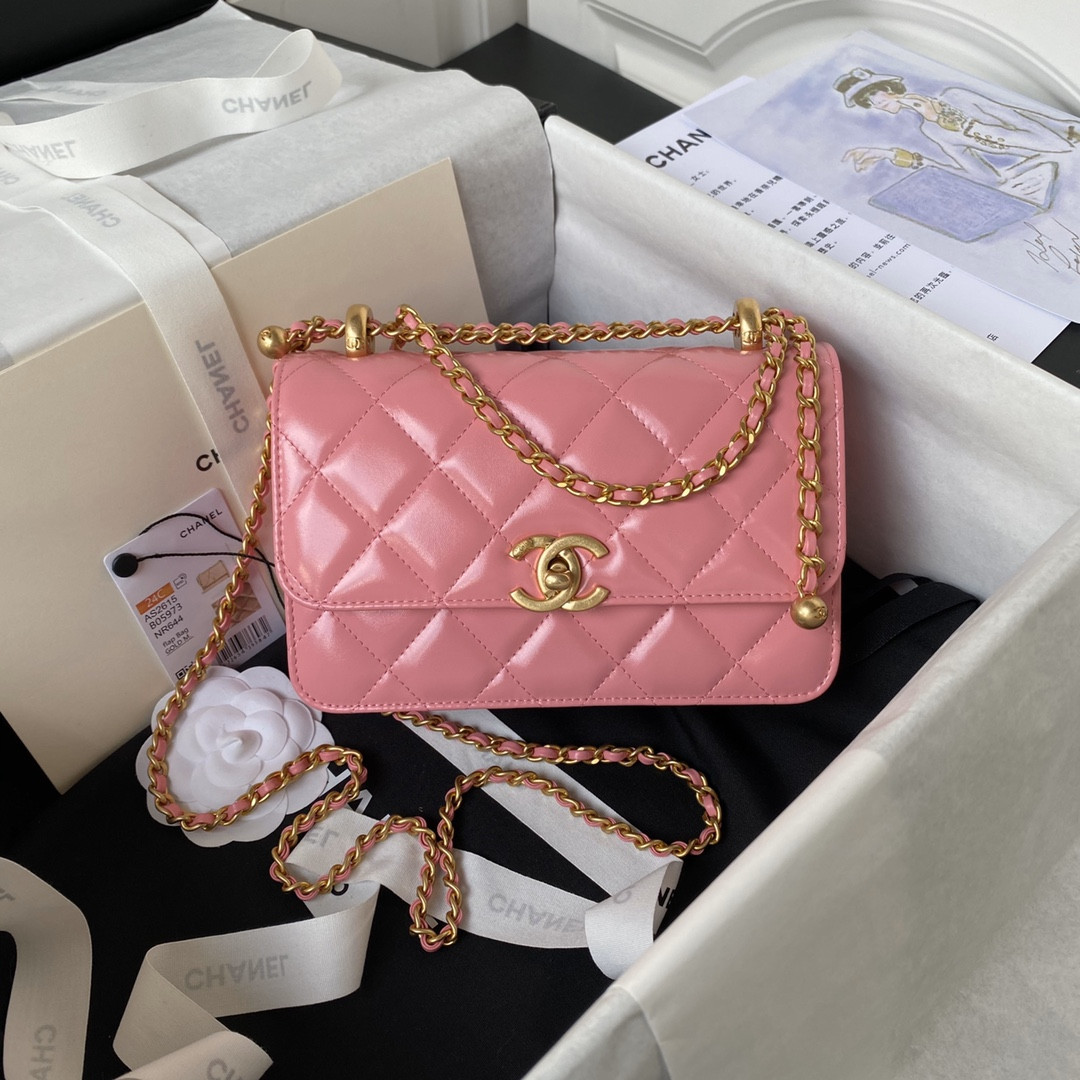 Ch**el MINI FLAP BAG PINK 12×19×8cm