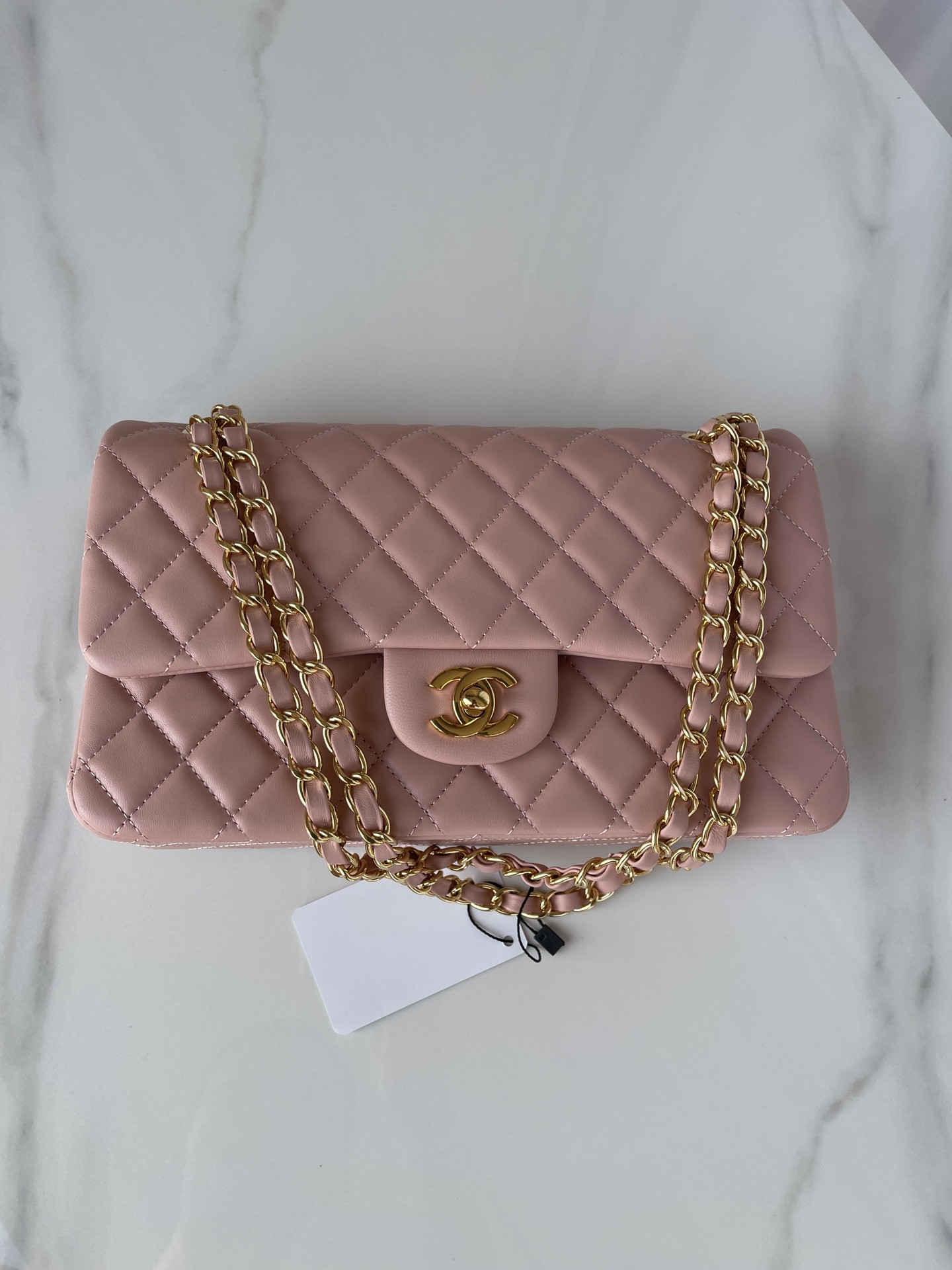 Ch**el CLASSIC FLAP 25CM CF PINK GOLD 6 × 9.9 × 2.5 in