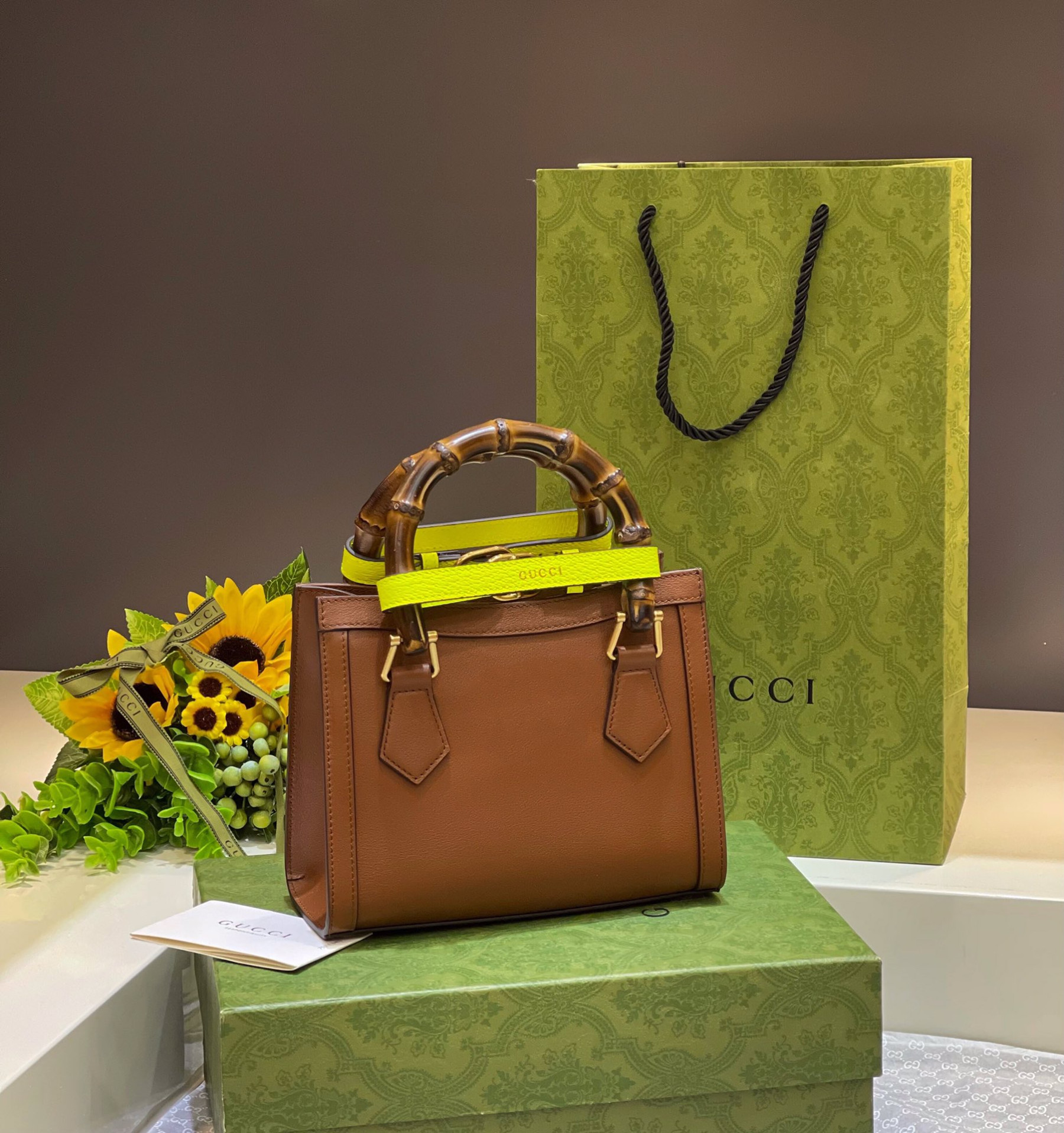 Gvc*1 DIANA MINI TOTE BAG Brown 20W x 16H x 10D CM