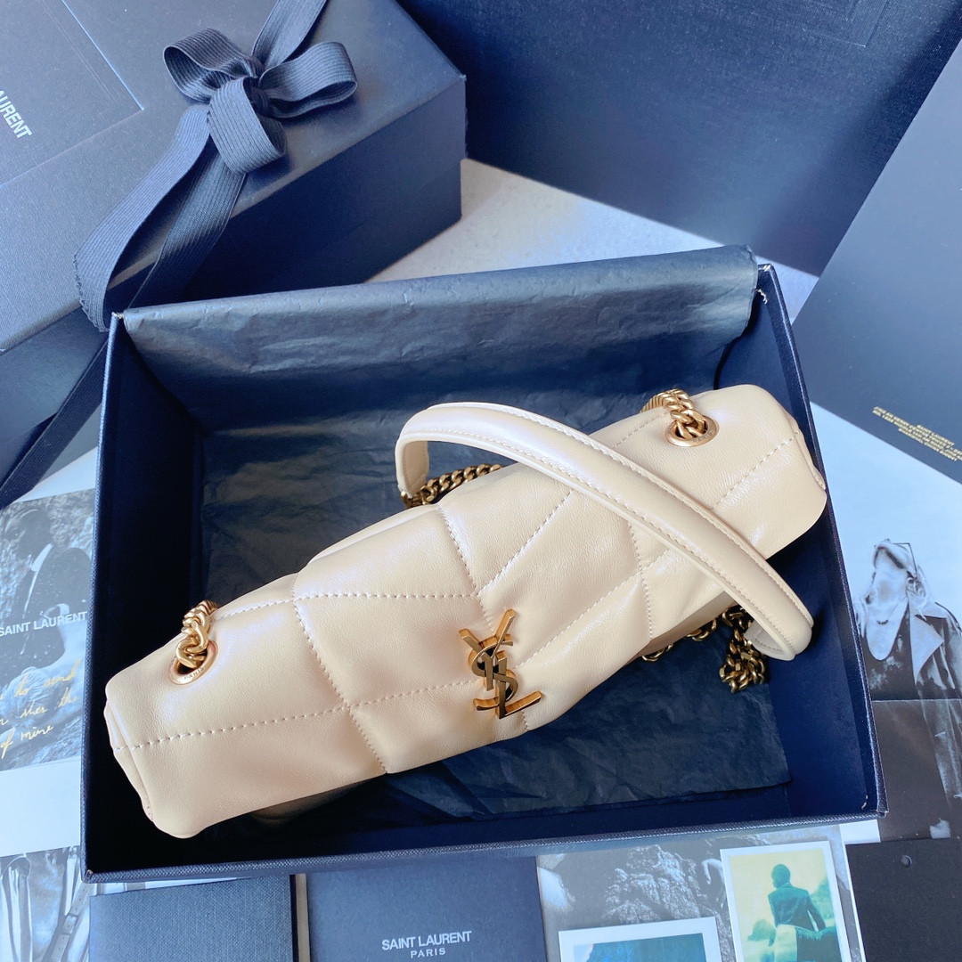 Y51 PUFFER IN LEATHER BEIGE 23 X 15.5 X 5.8 CM
