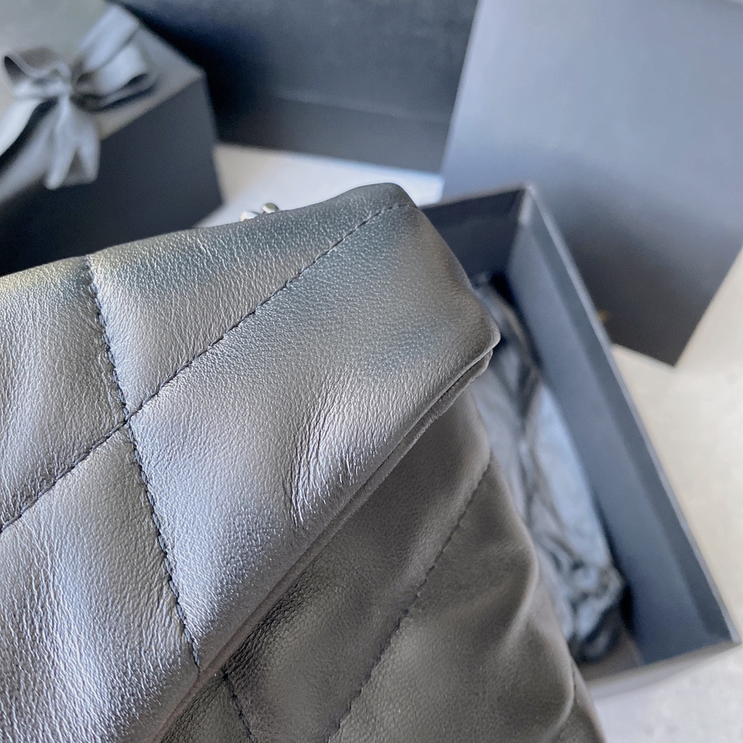 Y51 PUFFER IN LEATHER NAVY 23 X 15.5 X 5.8 CM