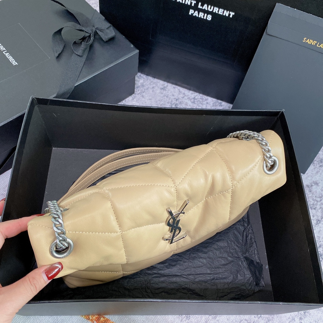 Y51 PUFFER SMALL IN NAPPA LEATHER BEIGE SILVER 11.4 X 6.6 X 4.3 INCHES