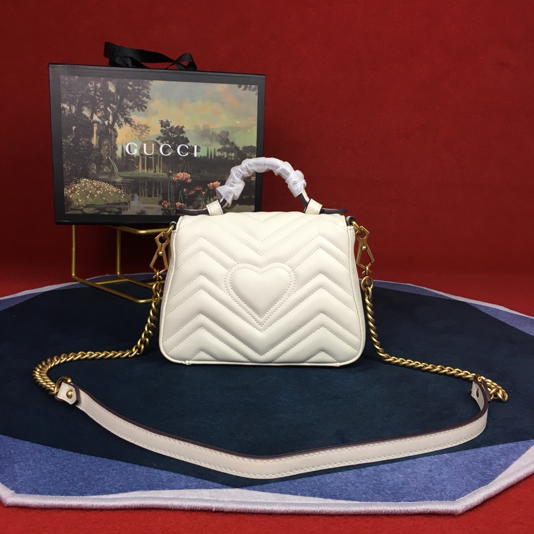 Gvc*1 GG MARMONT MATELASSÉ MINI BAG WHITE  8.5"W x 5"H x 2.5"D