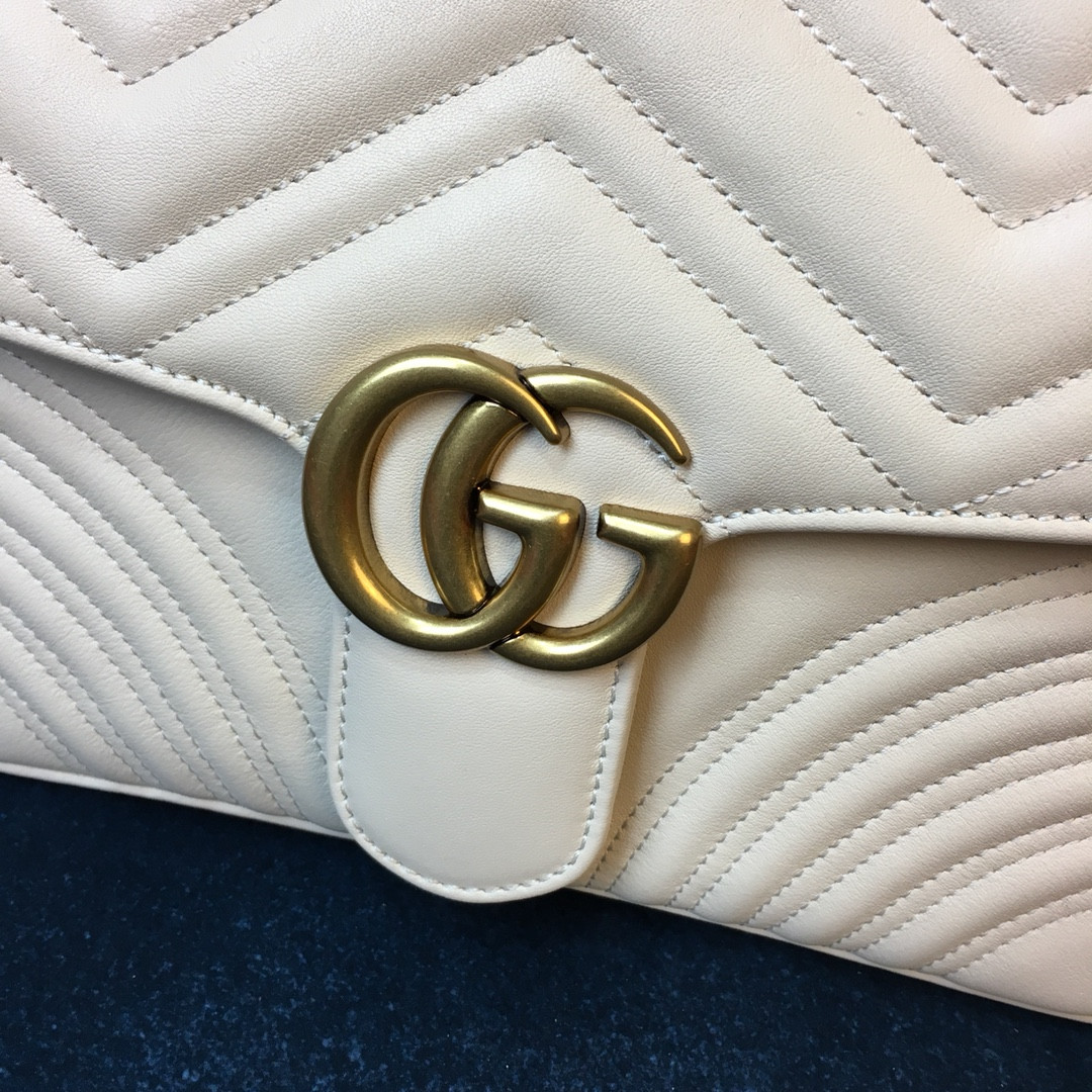 Gvc*1 GG MARMONT SMALL SHOULDER BAG WHITE 10"W x 6"H x 3"D