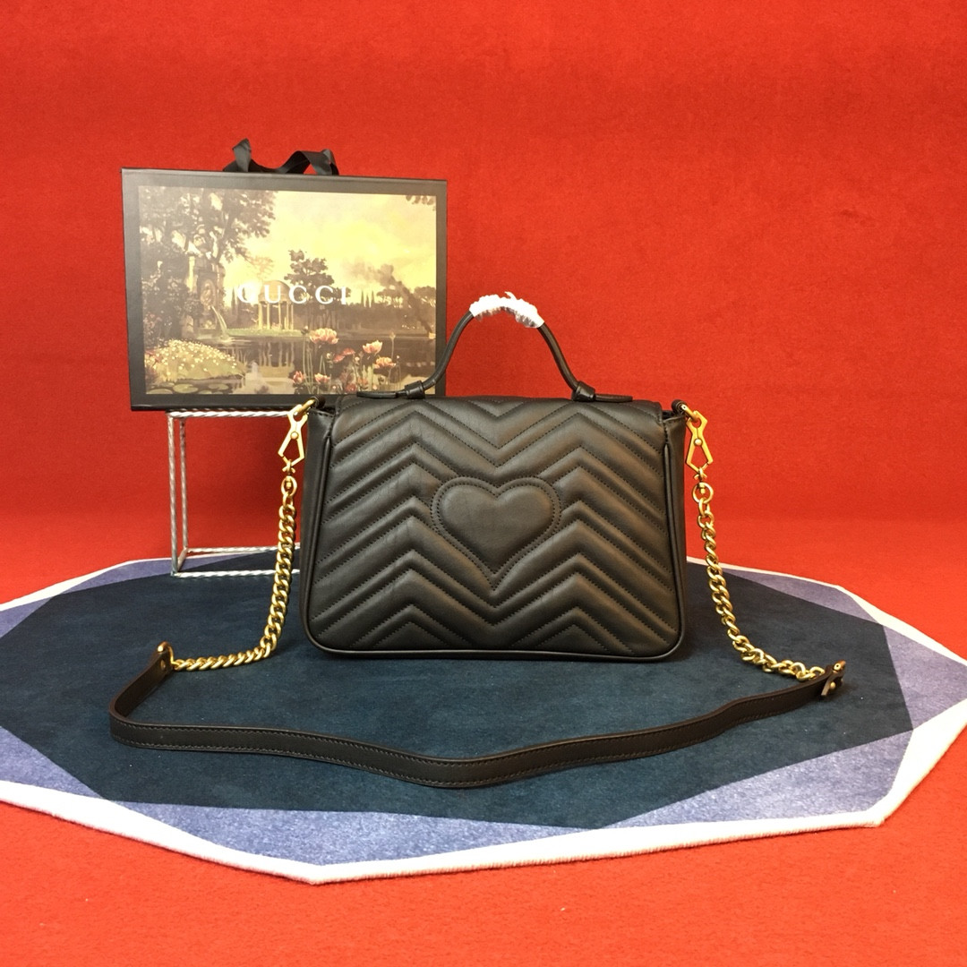 Gvc*1 GG MARMONT SMALL SHOULDER BAG BLACK 10"W x 6"H x 3"D