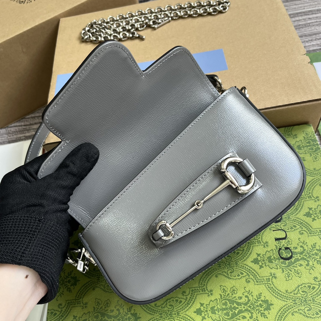 Gvc*1 HORSEBIT 1955 MINI SHOULDER BAG GRAY 7.7"W x 5-3.1"H x 2.4-1.2"D