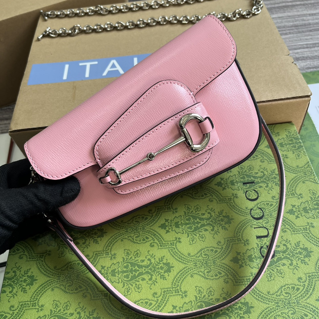 Gvc*1 HORSEBIT 1955 MINI SHOULDER BAG PINK 7.7"W x 5-3.1"H x 2.4-1.2"D