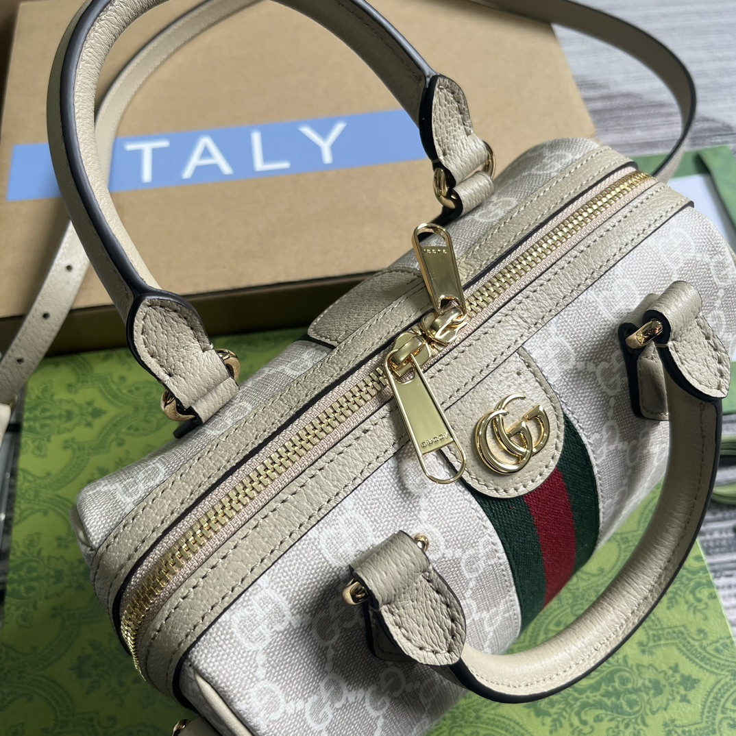 Gvc*1 OPHIDIA S*pER MINI BAG Beige and oatmeal 6.5"W x 3.9"H x 3.5"D