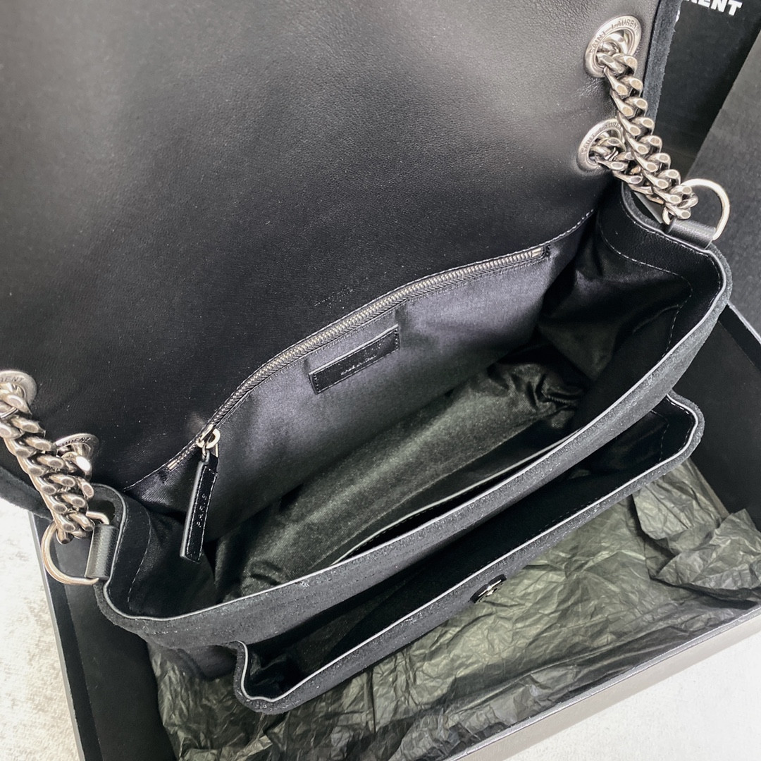 Y51 NIKI MEDIUM IN SUEDE BLACK 11 X 7.8 X 3.3 INCHES