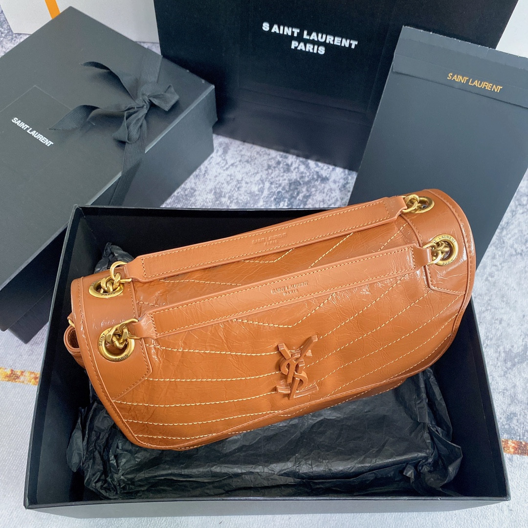 Y51 NIKI MEDIUM IN VINTAGE LEATHER LIGHT CARAMEL 11 X 7.8 X 3.3 INCHES