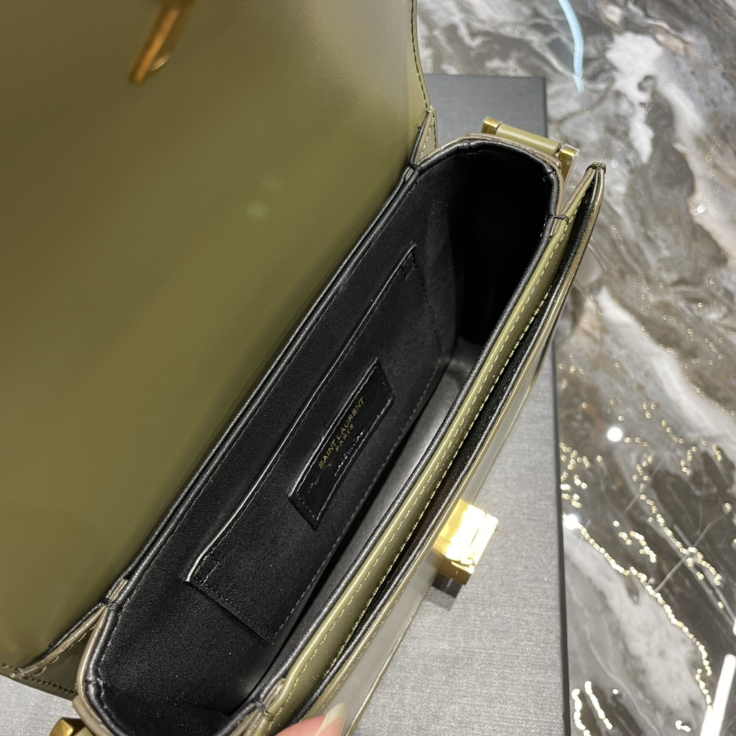 Y51 SOLFERINO SMALL SATCHEL IN BOX Sa1nt Lau*nt Avocado GREEN 7.4 X 5.1 X 1.9 INCHES