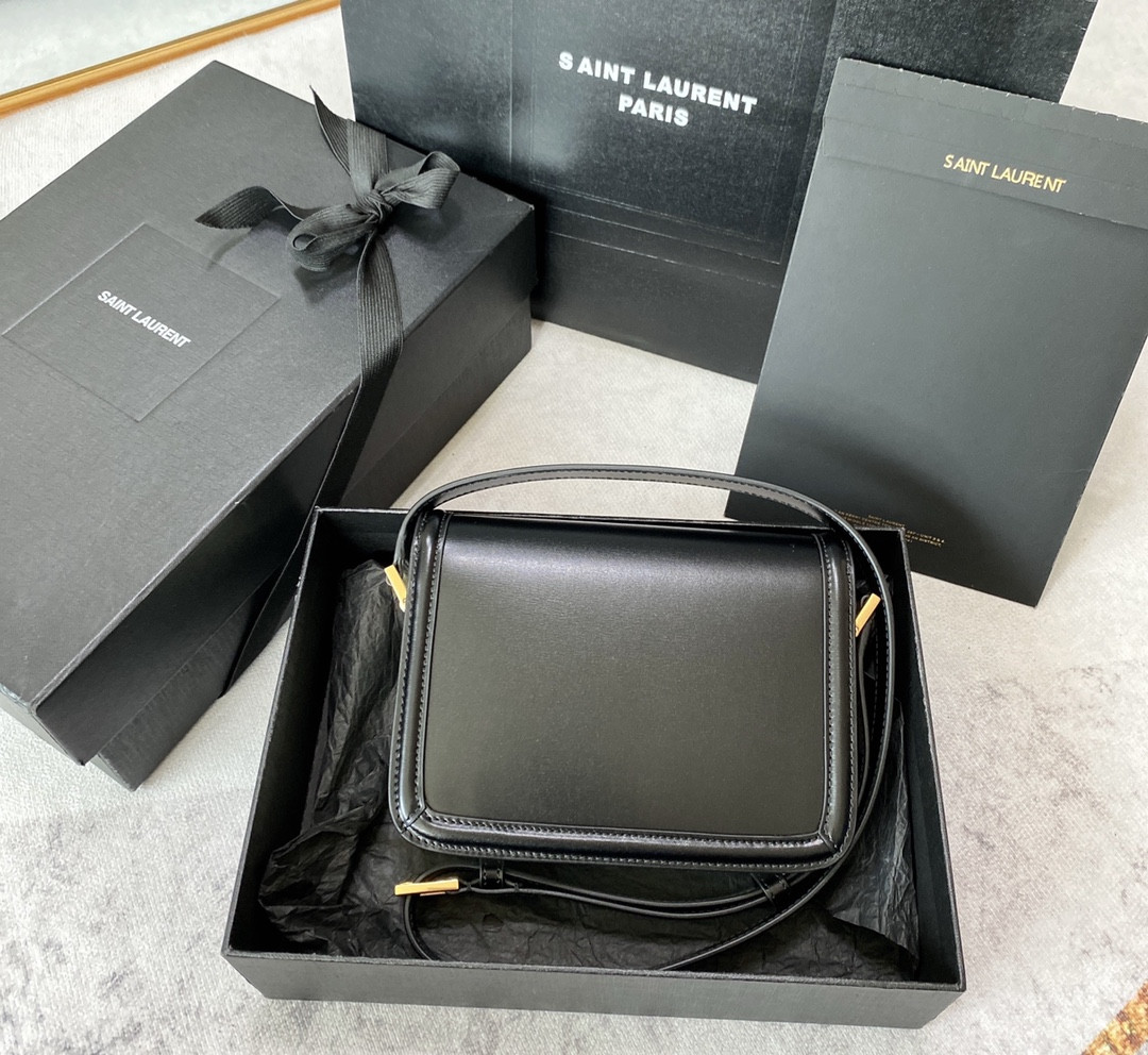 Y51 SOLFERINO SMALL SATCHEL IN BOX Sa1nt Lau*nt BLACK 7.4 X 5.1 X 1.9 INCHES