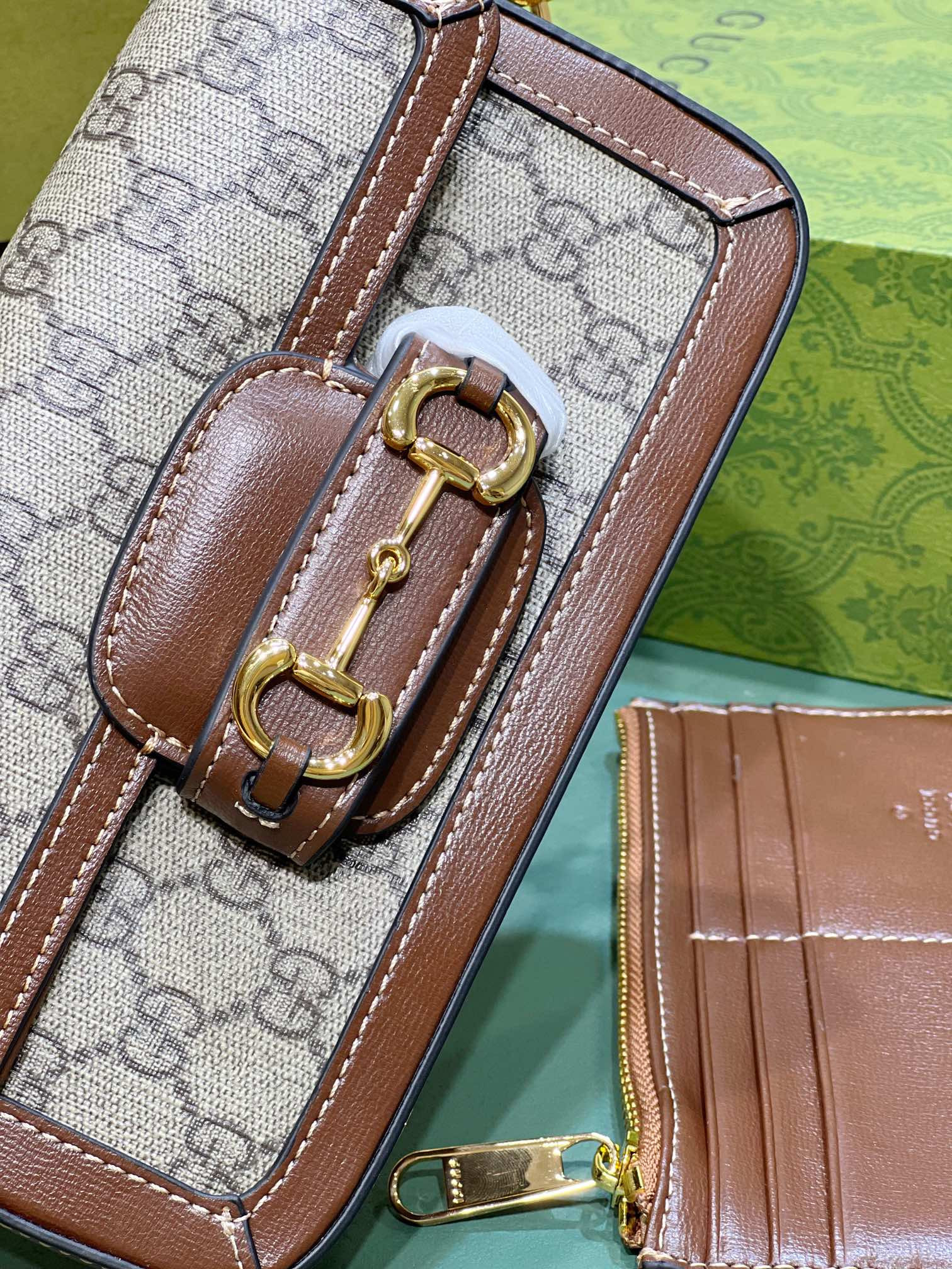 Gvc*1 HORSEBIT 1955 MINI BAG BROWN 8.5"W x 4.9"H x 1.2"D