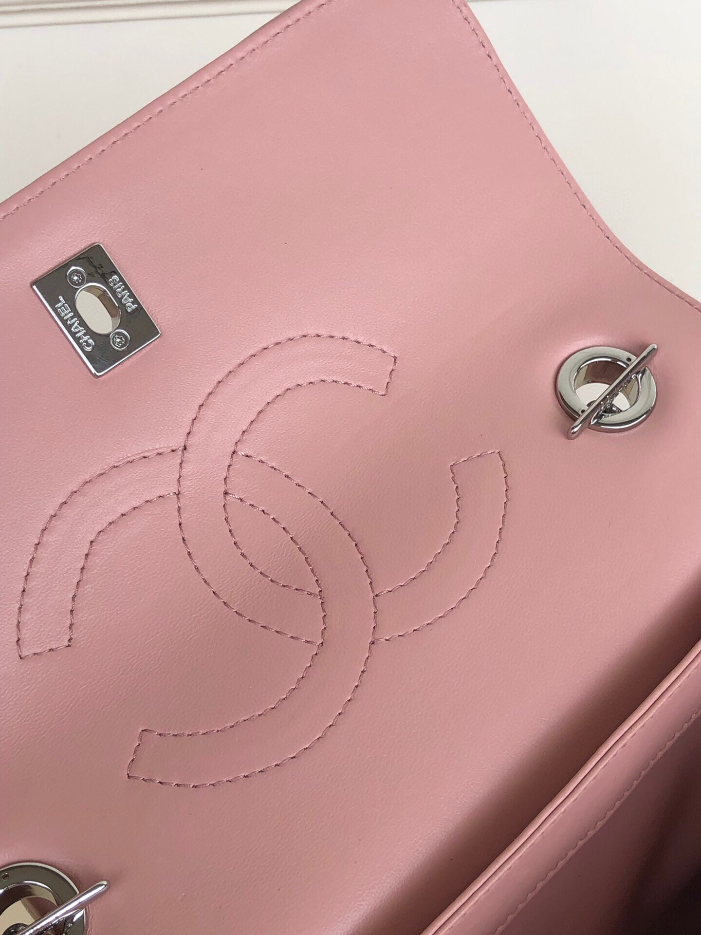 Ch**el FLAP BAG WITH TOP HANDLE 6.6 × 9.8 × 4.7 in