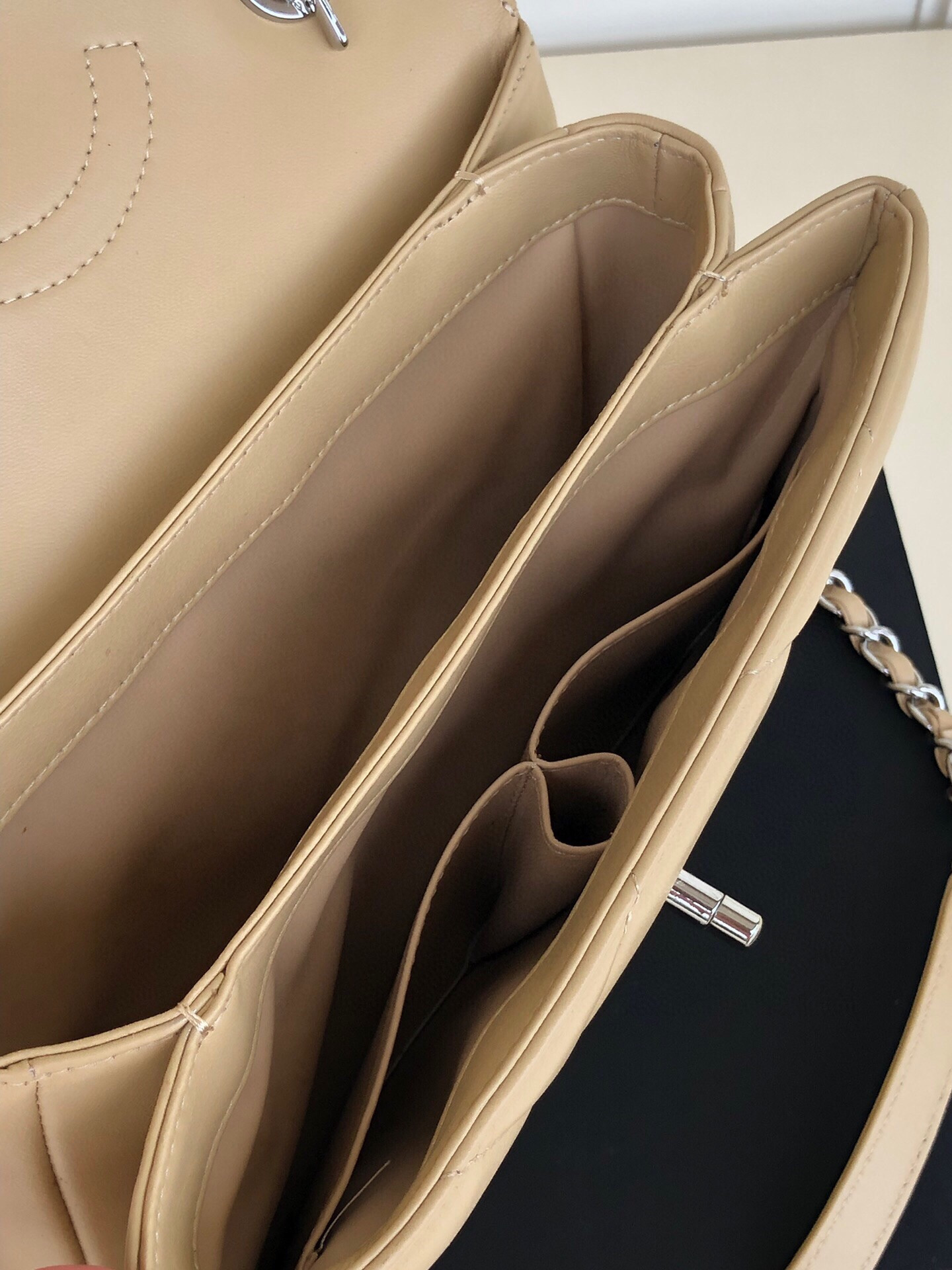 Ch**el FLAP BAG WITH TOP HANDLE 6.6 × 9.8 × 4.7 in