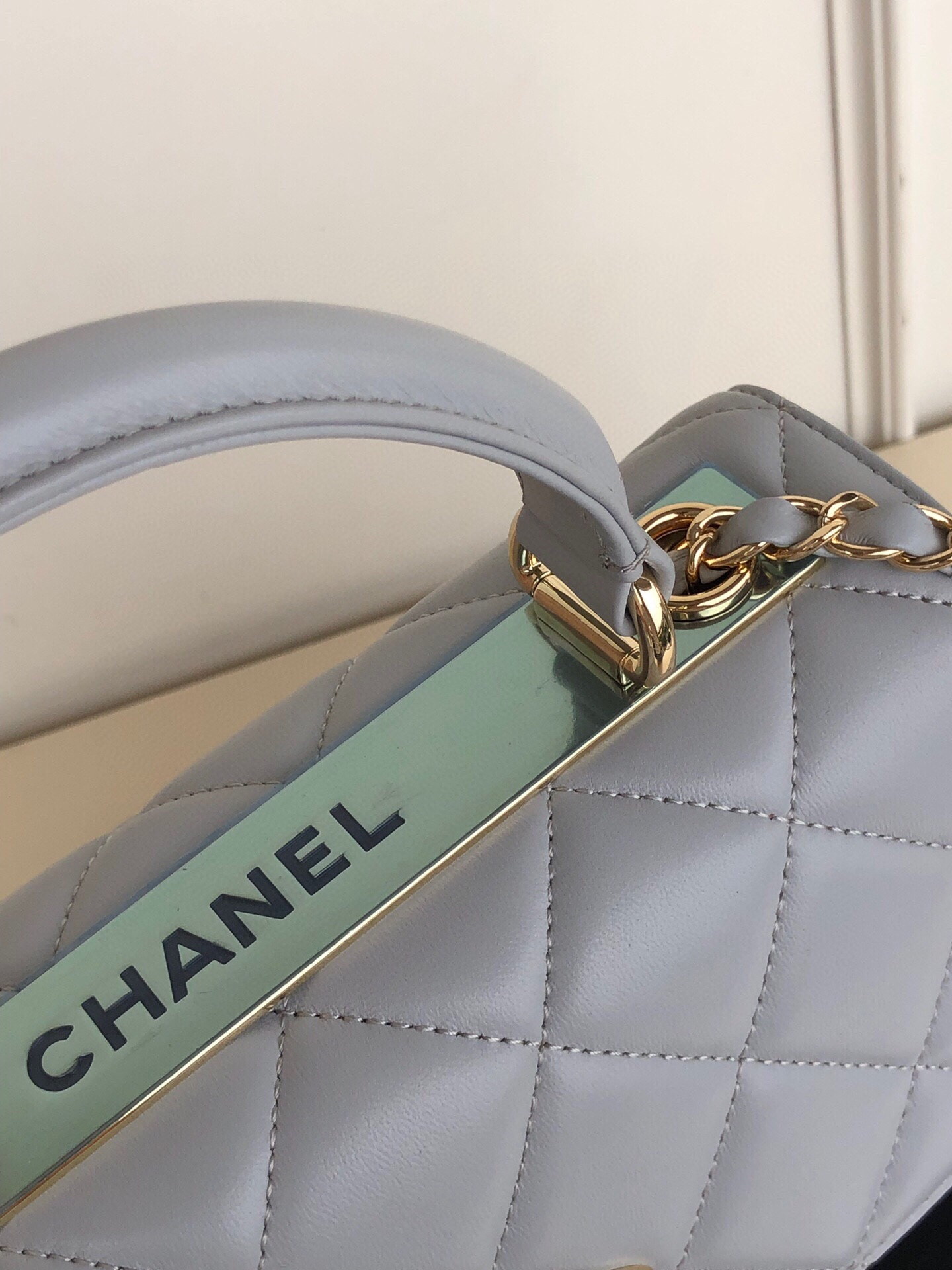 Ch**el FLAP BAG WITH TOP HANDLE 6.6 × 9.8 × 4.7 in