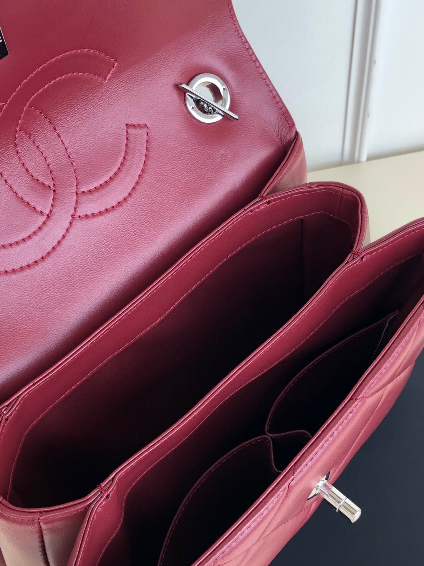 Ch**el FLAP BAG WITH TOP HANDLE 6.6 × 9.8 × 4.7 in