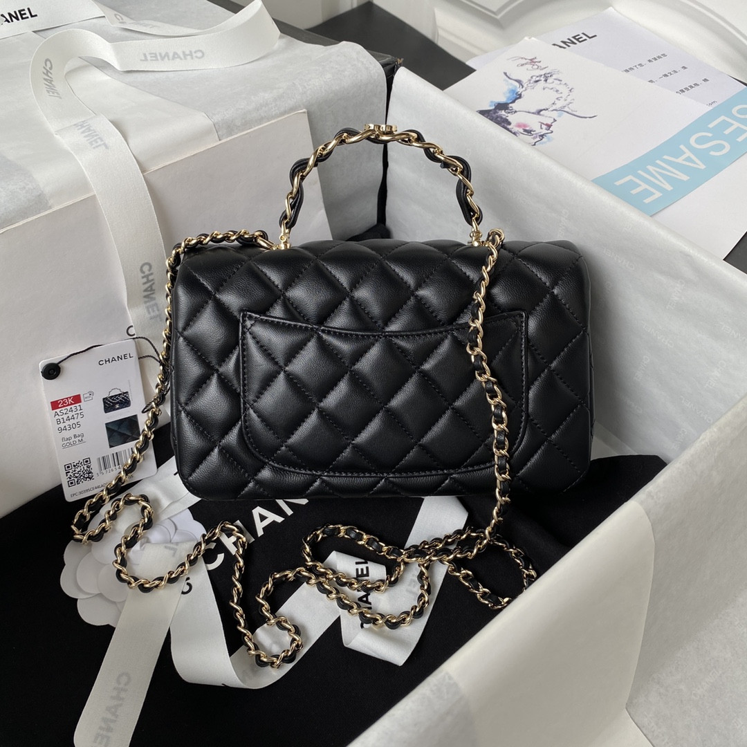 Ch**el Mini Classic Handbag With Top Handle 12 × 20 × 6 cm