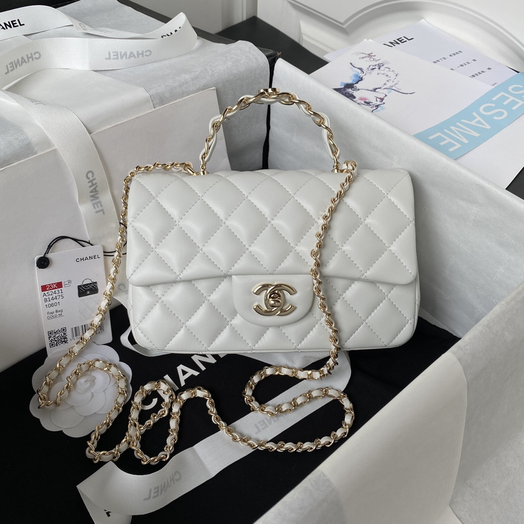 Ch**el Mini Classic Handbag With Top Handle 12 × 20 × 6 cm