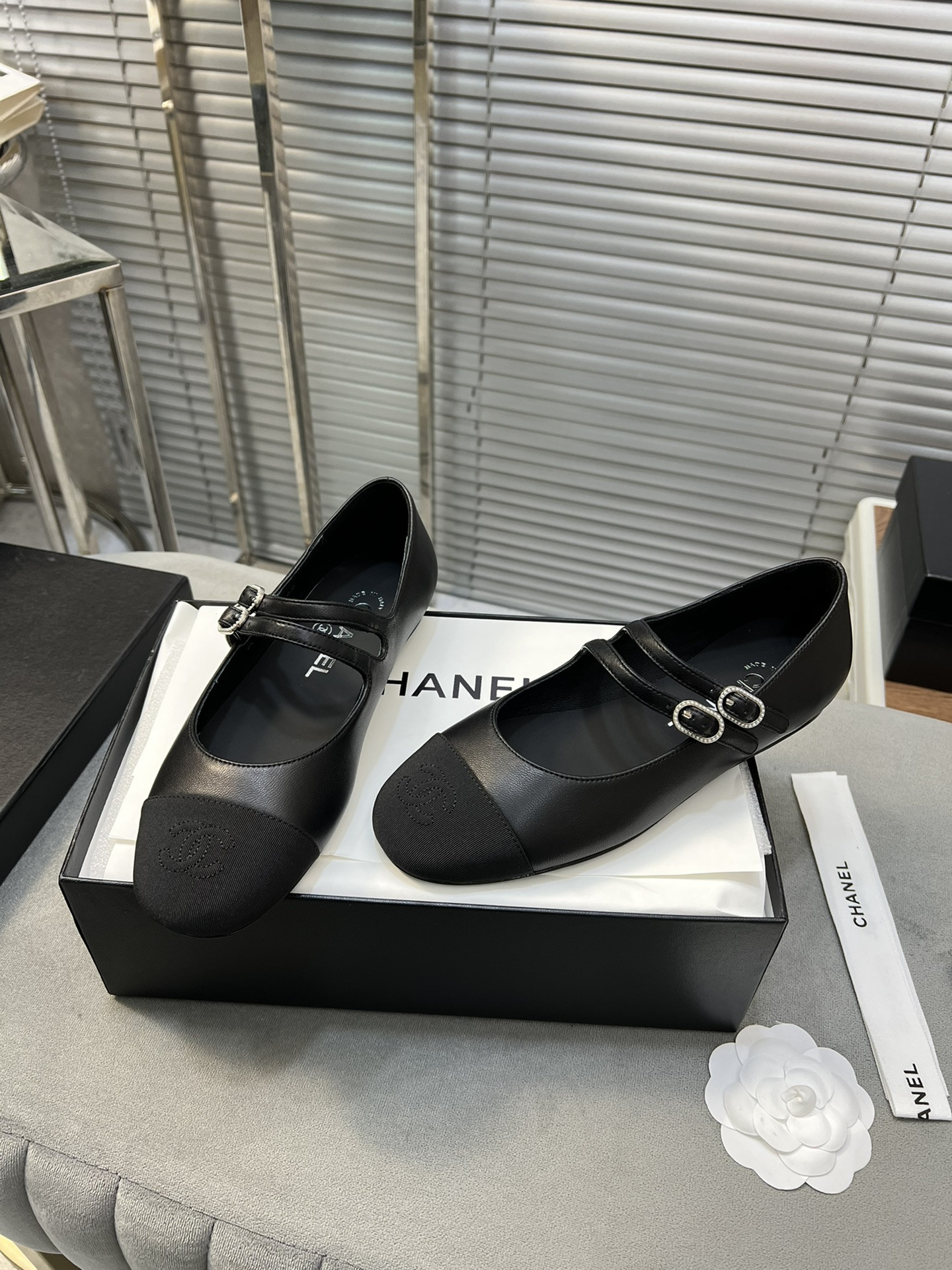 UA Ch**el MARY JANES  Lambskin & Grosgrain