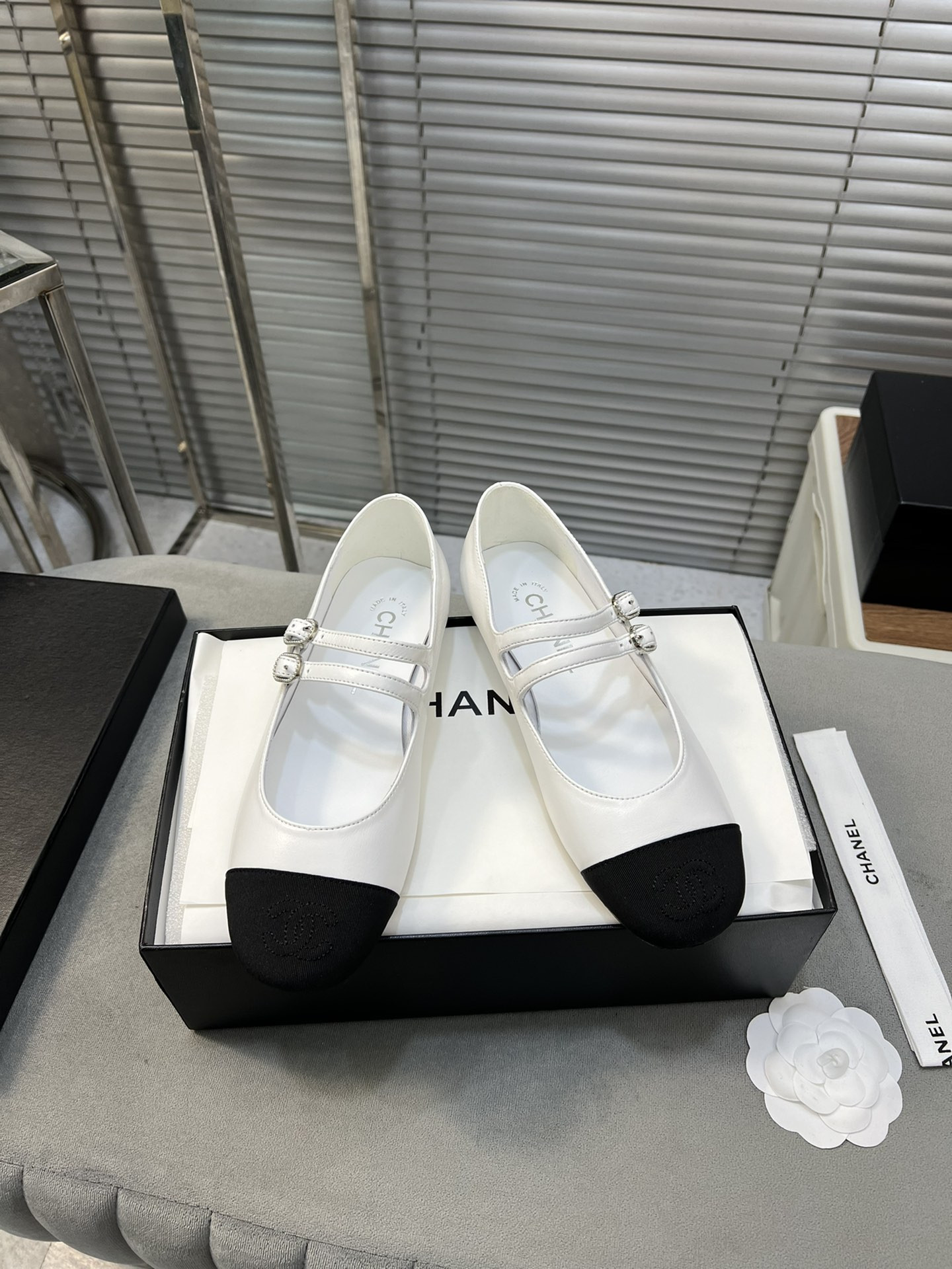 UA Ch**el MARY JANES  Lambskin & Grosgrain