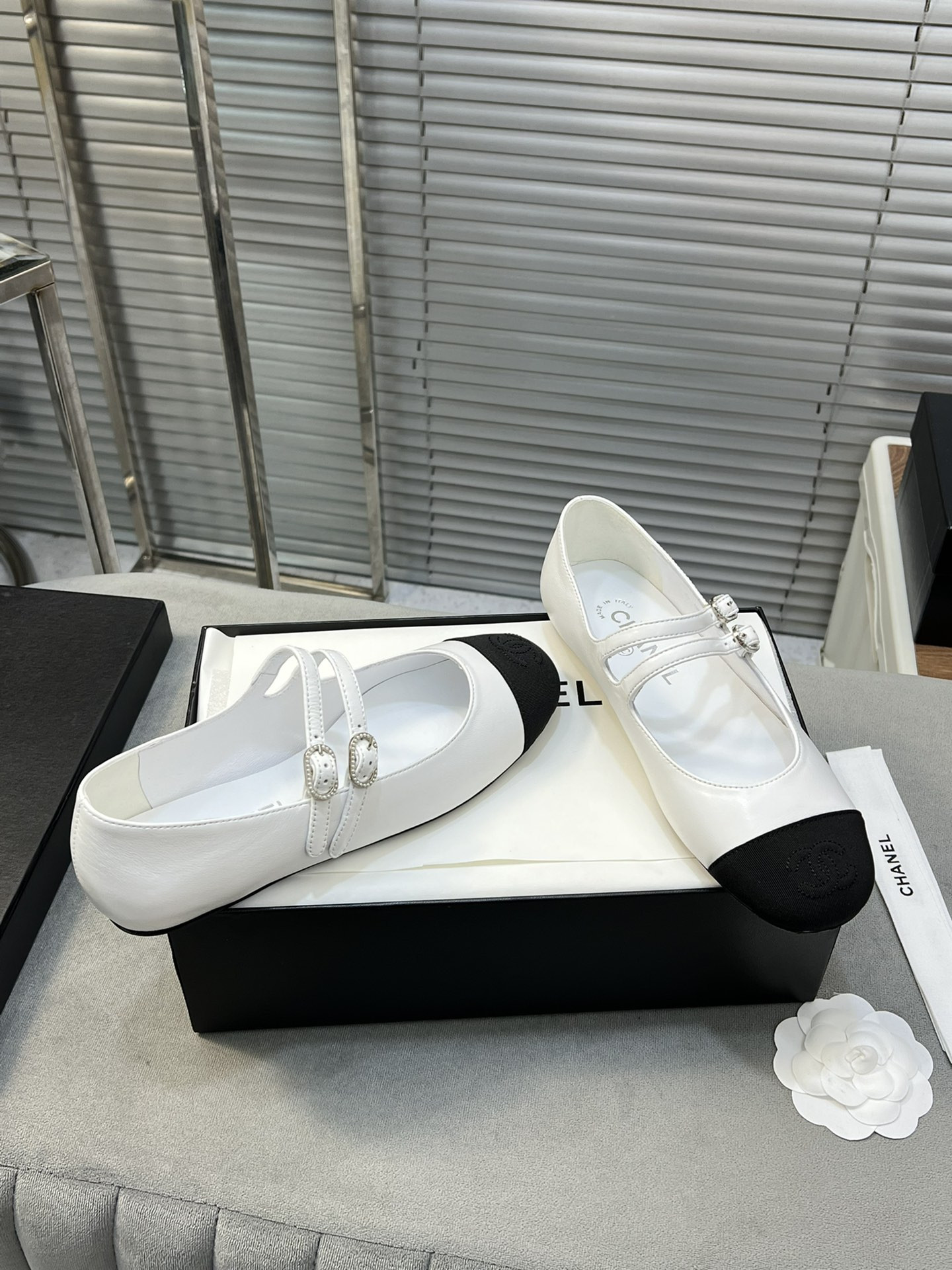 UA Ch**el MARY JANES  Lambskin & Grosgrain