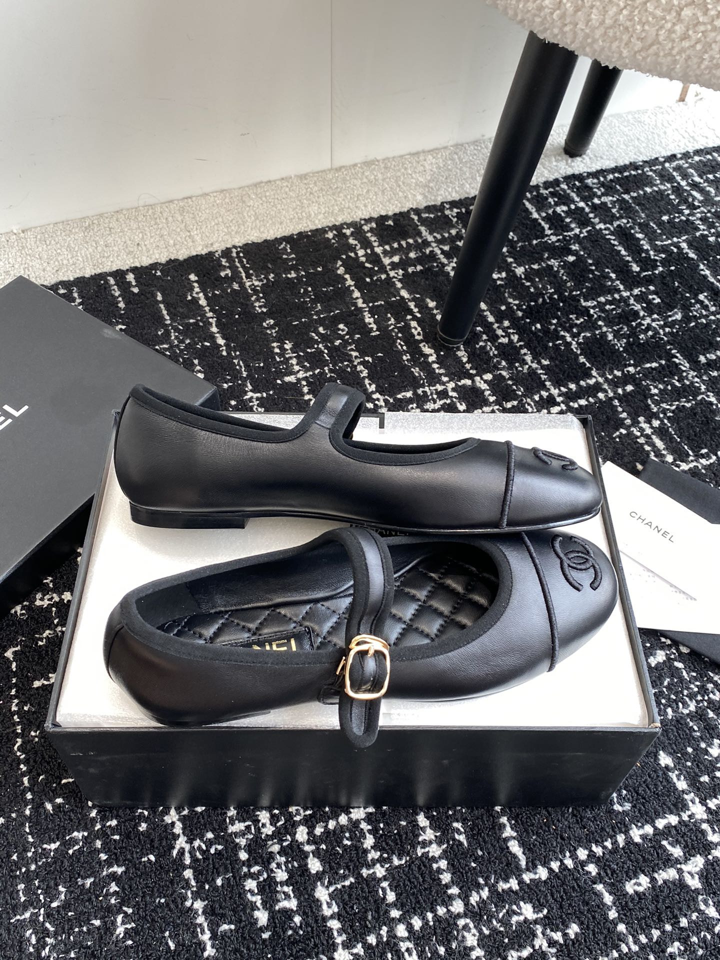 UA Ch**el MARY JANES Lambskin Black
