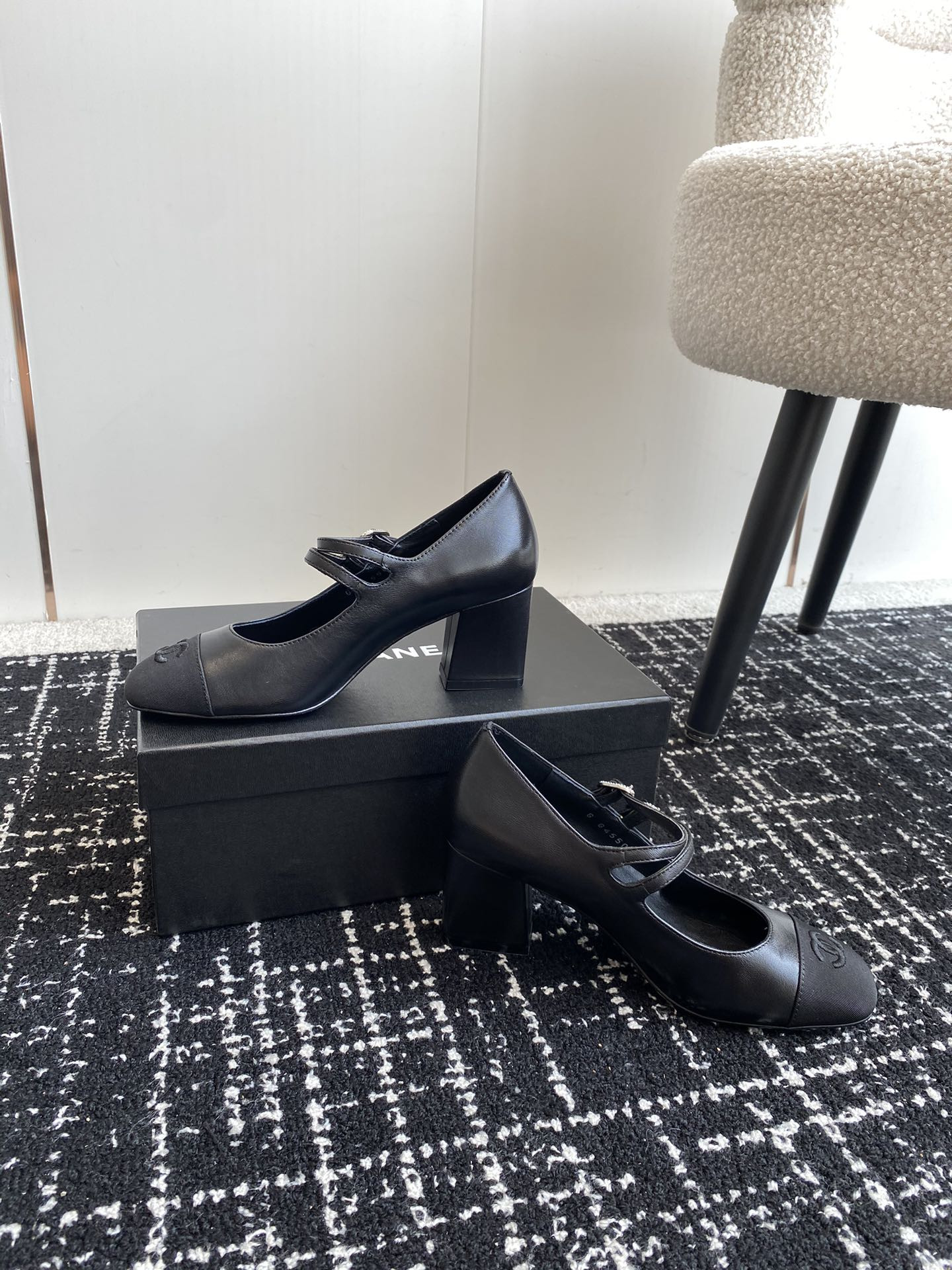 UA Ch**el MARY JANES Lambskin & Grosgrain