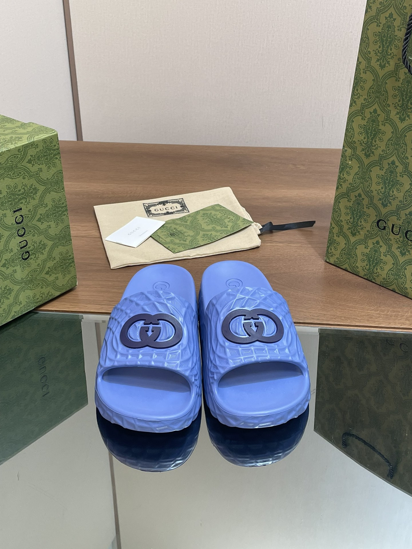 UA Gvc*1 INTERLOCKING G SLIDE SANDAL Blue