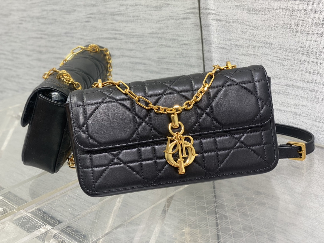 D10r Mini D10r Ange Bag Black Macrocannage Calfskin 20 x 12 x 5 cm