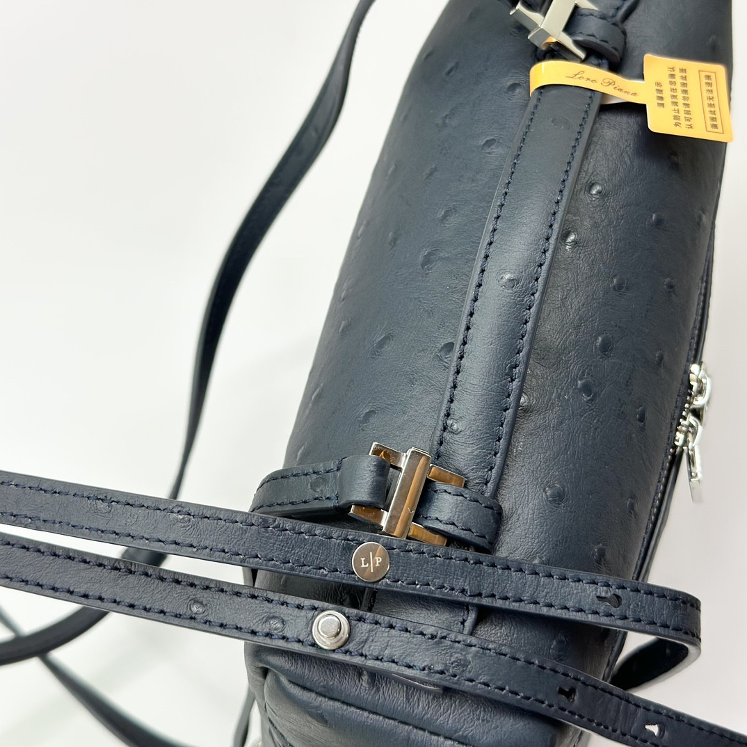 L0r0 P1ana Extra Pocket backpack L23.5 Ostrich-grained Leather 23 x 21 x 8 cm