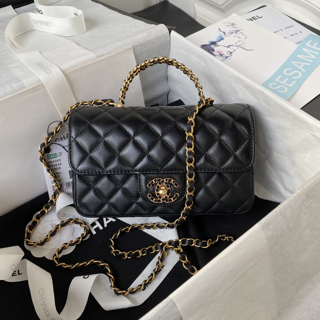 Ch**el MINI CLASSIC HANDBAG WITH TOP HANDLE 12 × 20 × 6 CM