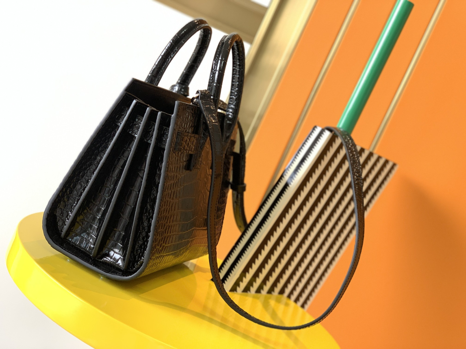 Y51 SAC DE JOUR IN CROCODILE EMBOSSED LEATHER - NANO 22x18x10.5cm
