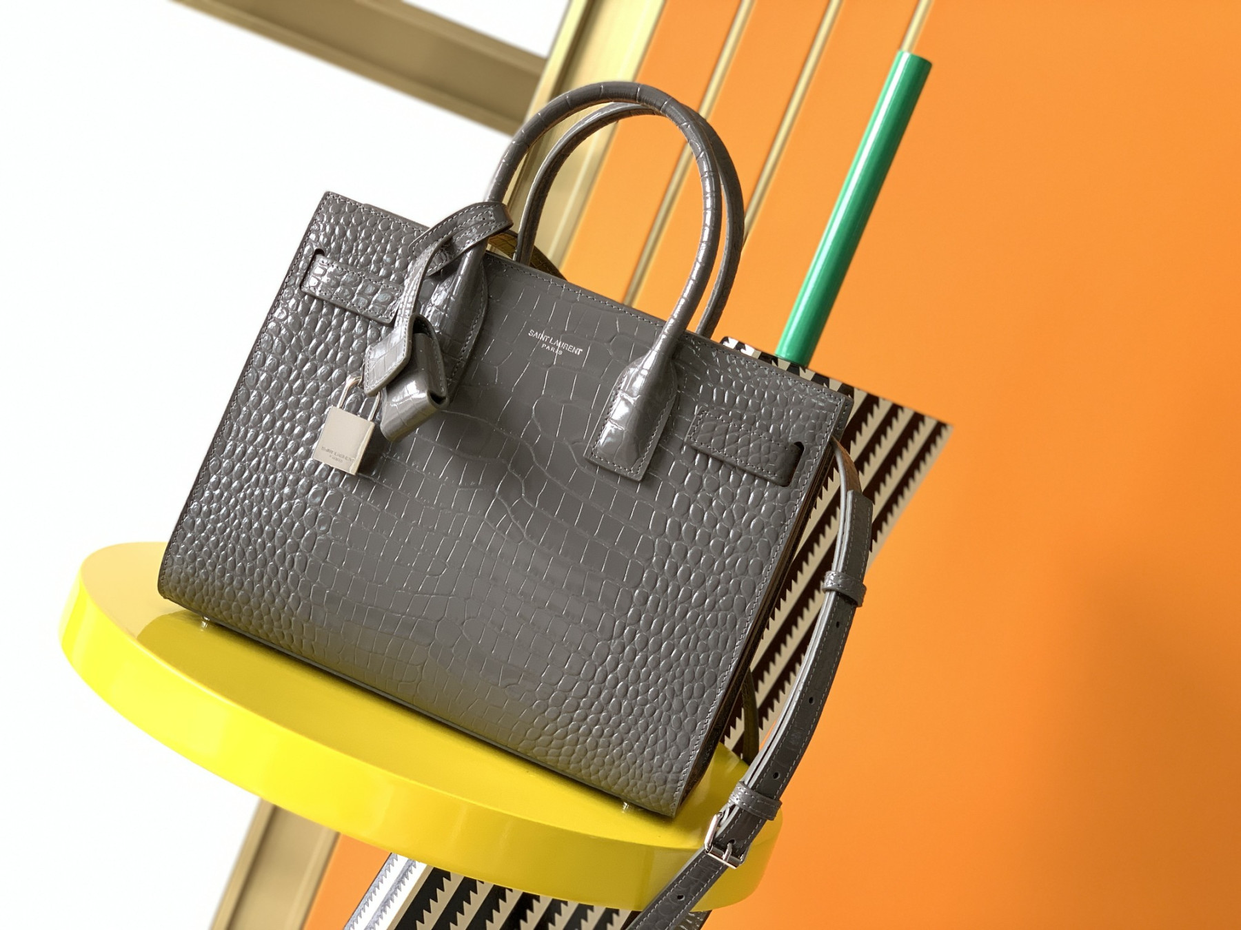 Y51 SAC DE JOUR IN EMBOSSED CROCODILE LEATHER - baby 26x13.5x12.5cm