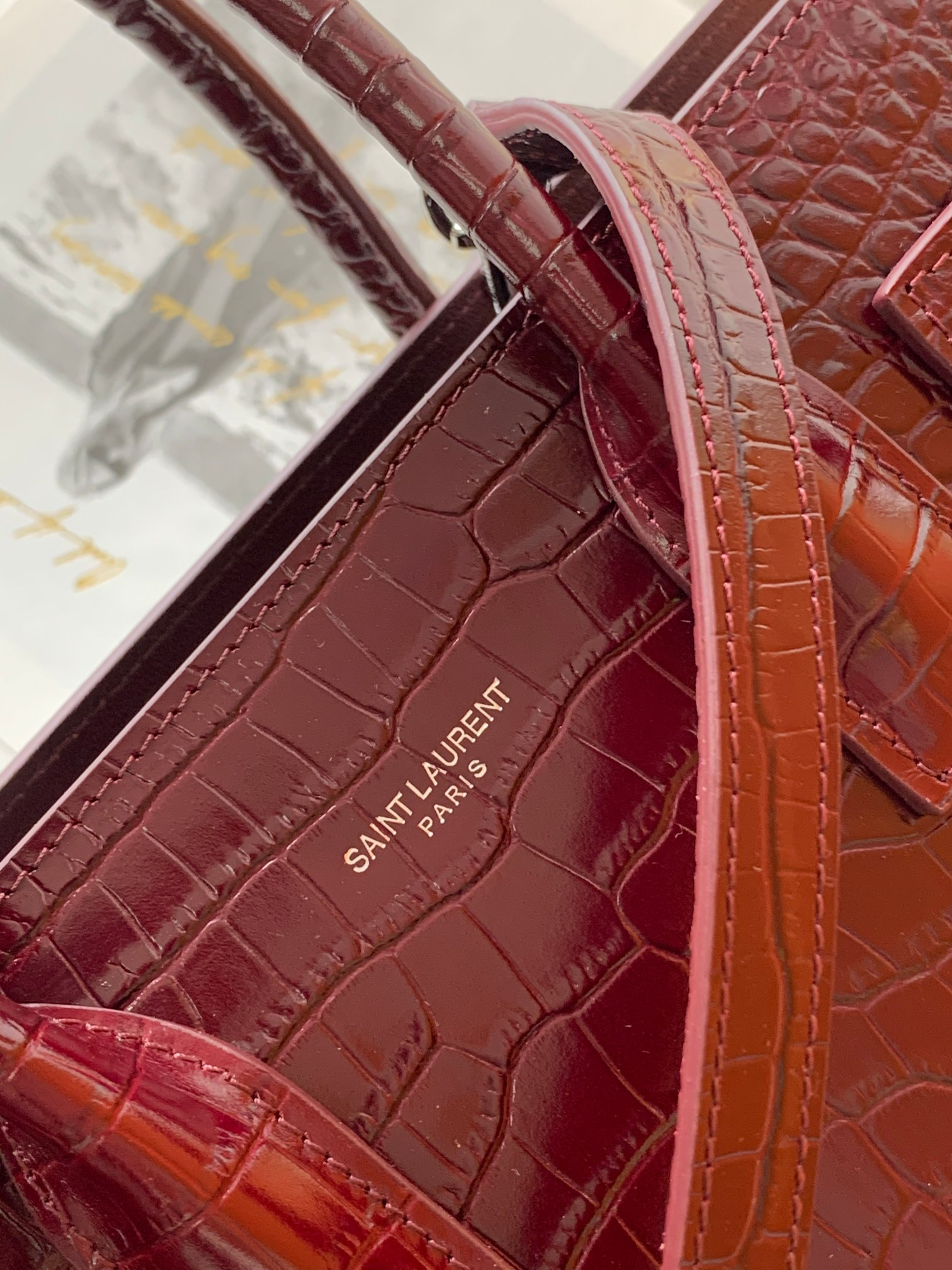 Y51 SAC DE JOUR IN EMBOSSED CROCODILE LEATHER - baby 26x13.5x12.5cm
