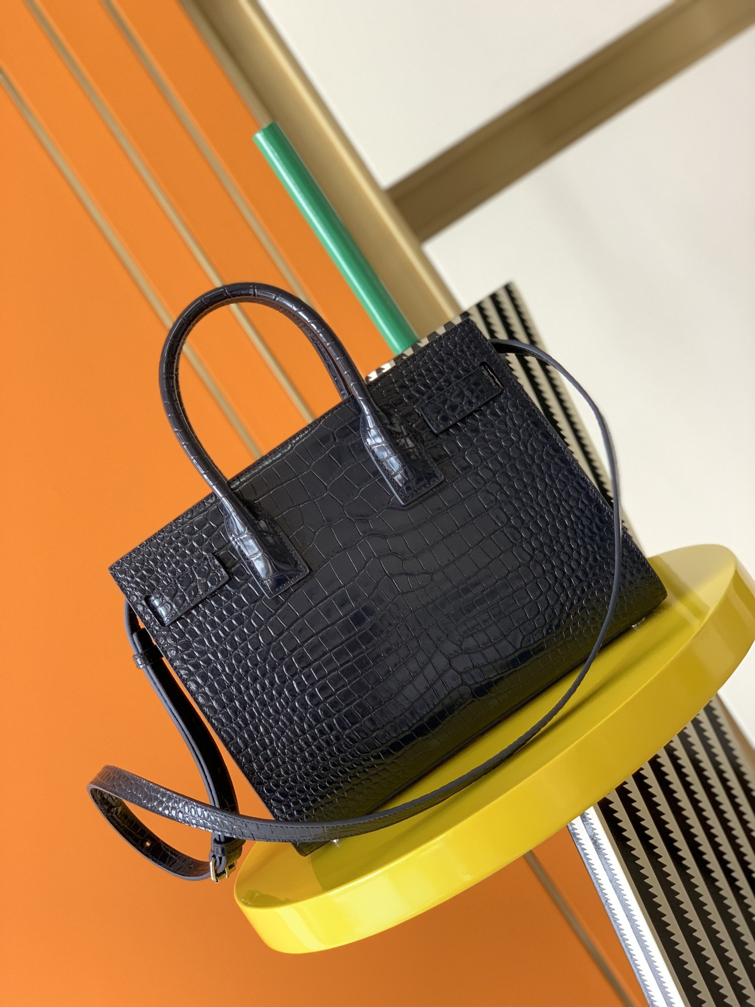 Y51 SAC DE JOUR IN EMBOSSED CROCODILE LEATHER - baby 26x13.5x12.5cm