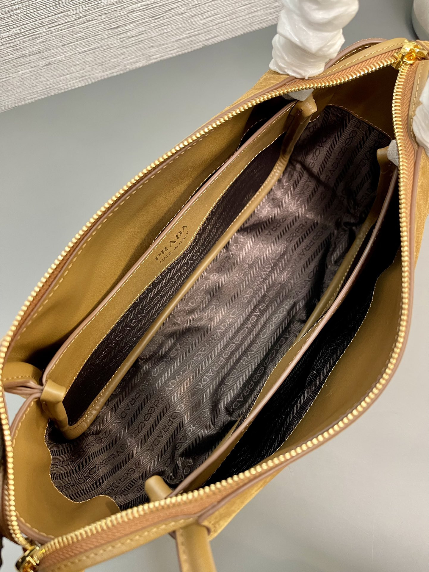 Pra*a Medium suede shoulder bag 28x18x11cm