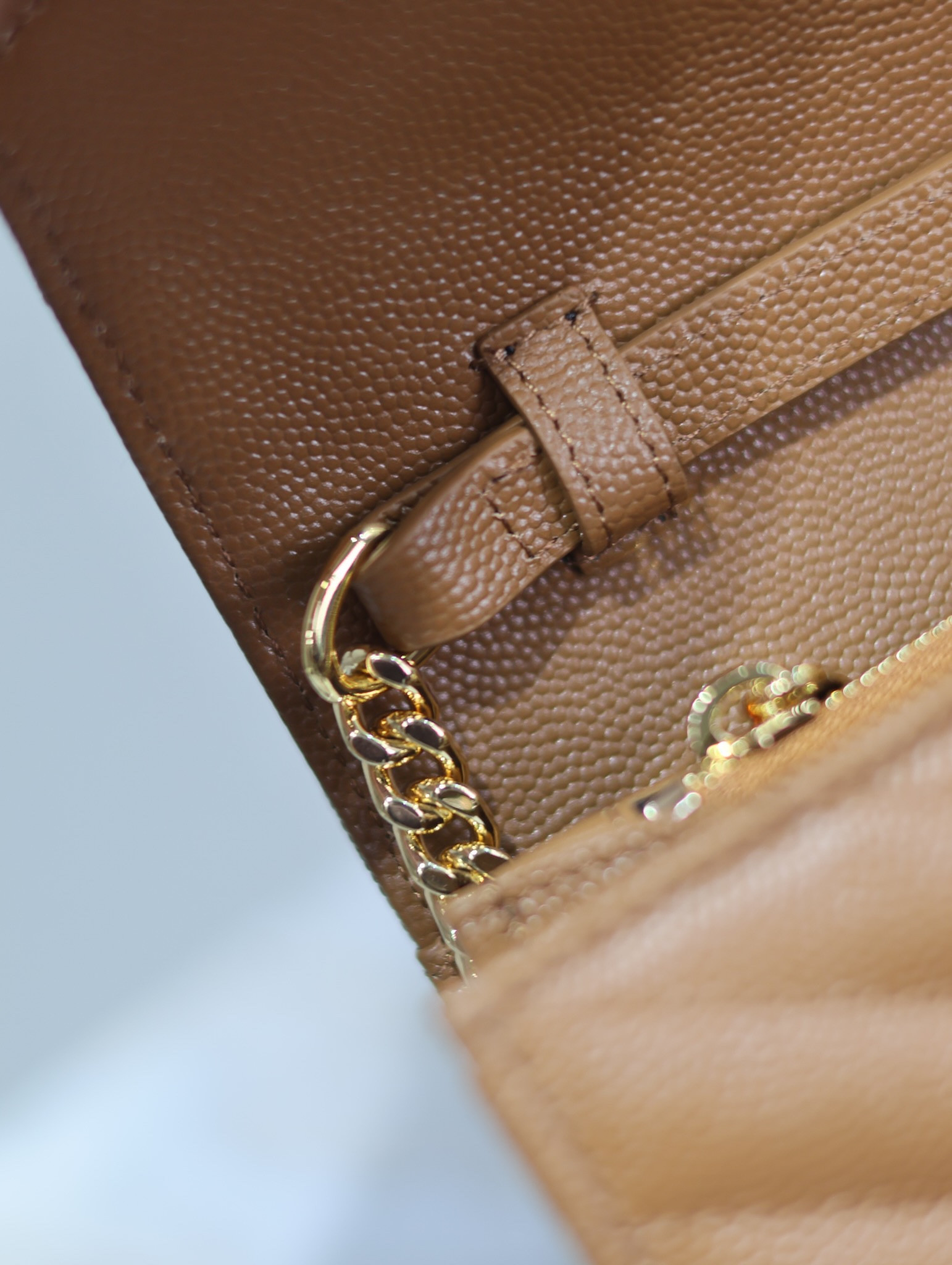 Y51 Cassandra Monogram Classic Chain Wallet in Grained Poudre Leather 22.5 x 14 x 4cm