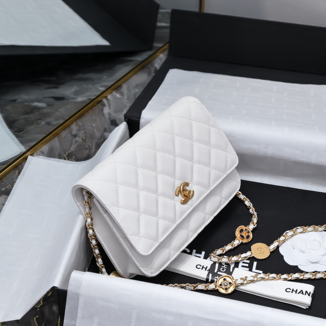 Ch**el WOC CLASSIC WALLET ON CHAIN 19cm