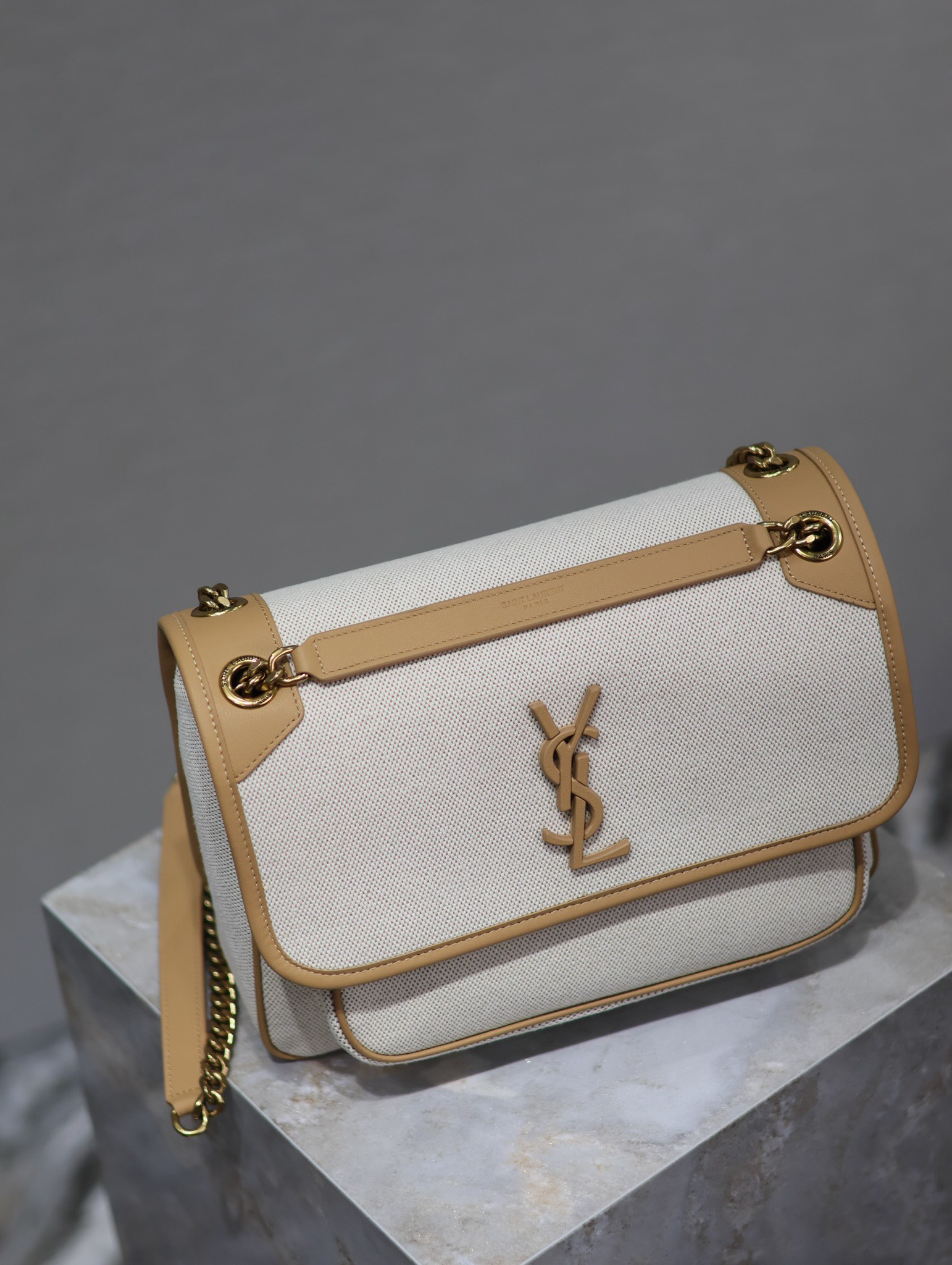 Y51 NIKI MEDIUM IN Calfskin Cotton and Linen 28x20x8.5cm