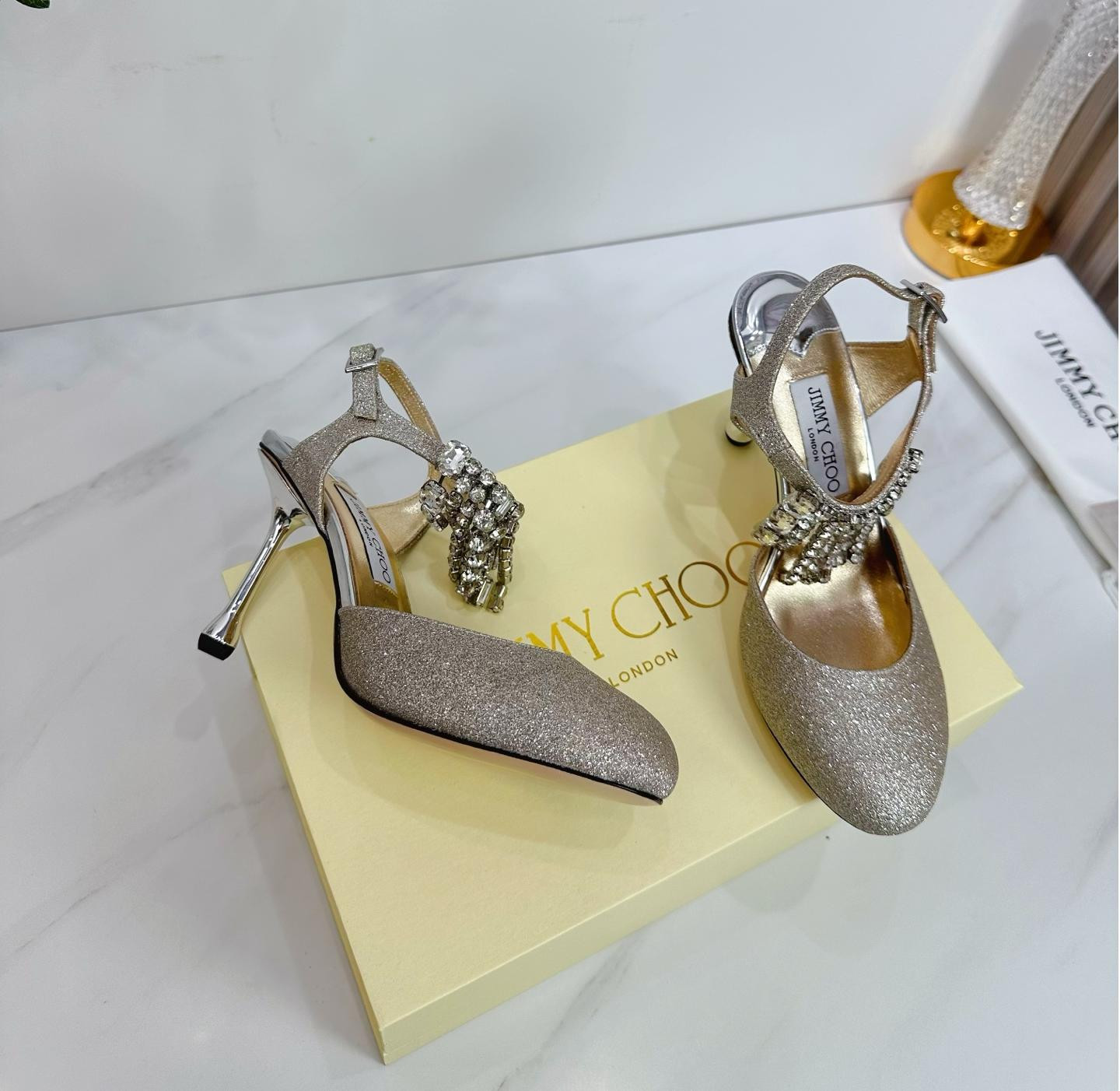 UA J1m*y Ch00 Verity Glitter Slingbacks 8.5cm