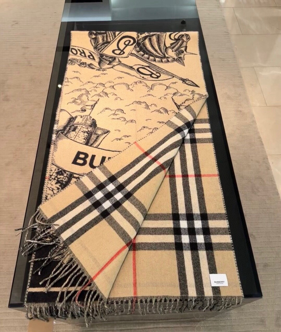Bv*b*rry Wide Reversible EKD Cashmere scarf 50x210cm