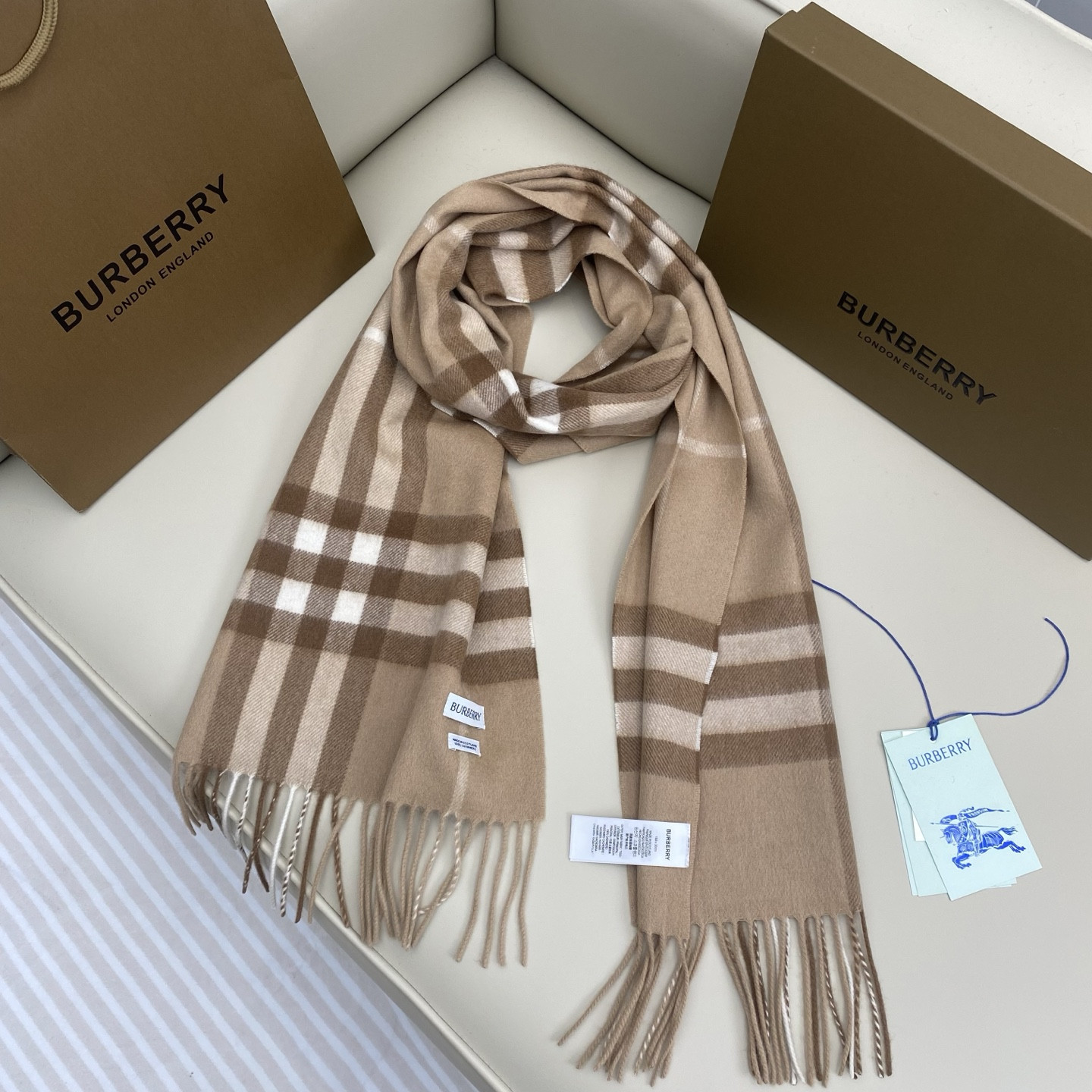 Bv*b*rry scarf 30x168cm 100% cashmere