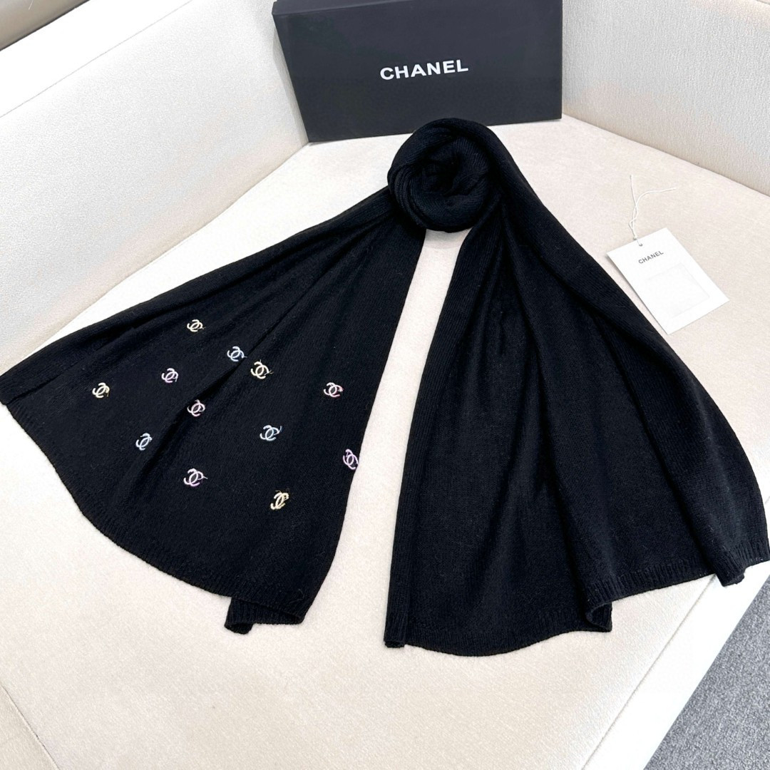 Ch**el scarf 65x180cm 60% cashmere 40% mulberry silk