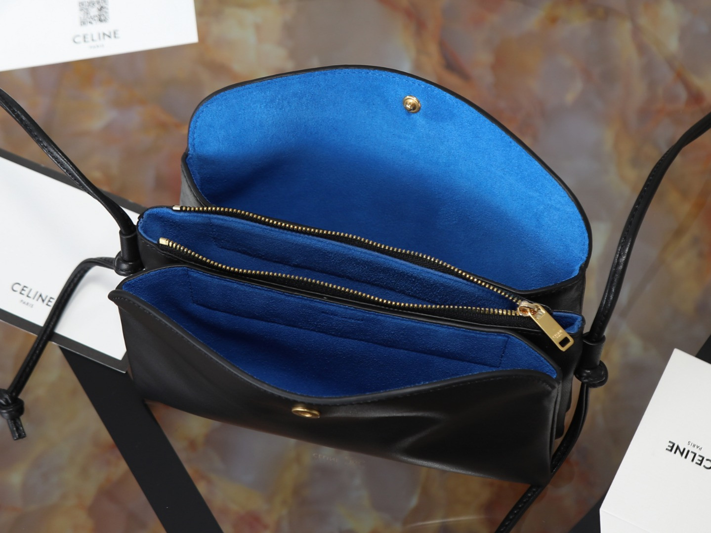 Ce1i*e trio flap in smooth lambskin 22.5x13x3.5cm